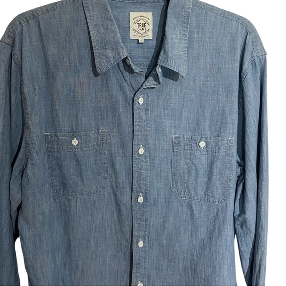 True Craft Men’s  Southern Design Chambray Linen‎ Button-down - Picture 3 of 6